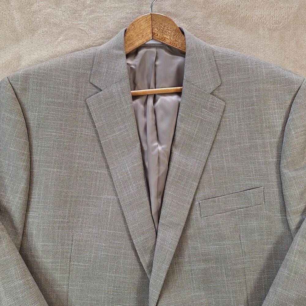 Michael Kors Blazer Mens 46 Regular Beige Check Stretch Single Vent 2 Btn